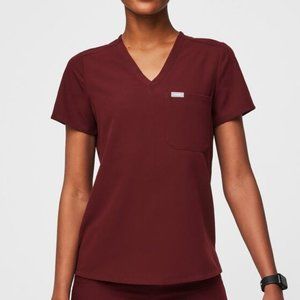 Figs Burgundy Catarina One-Pocket Scrub Top